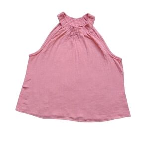 NEW Sleeveless Elastic‑Neck Cotton Top XXL Salmon